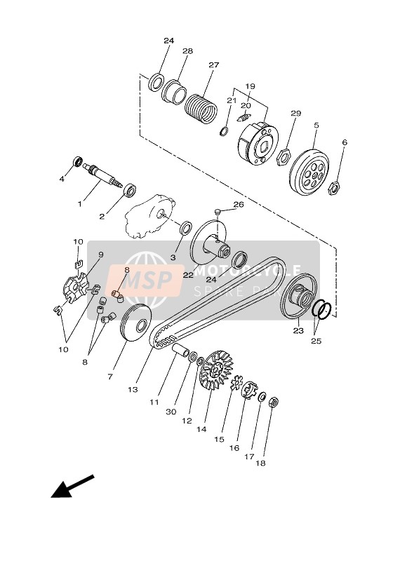 Yamaha EW50N SLIDER 2011 Frizione per un 2011 Yamaha EW50N SLIDER